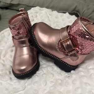 Pink Sequin Toddler Boots